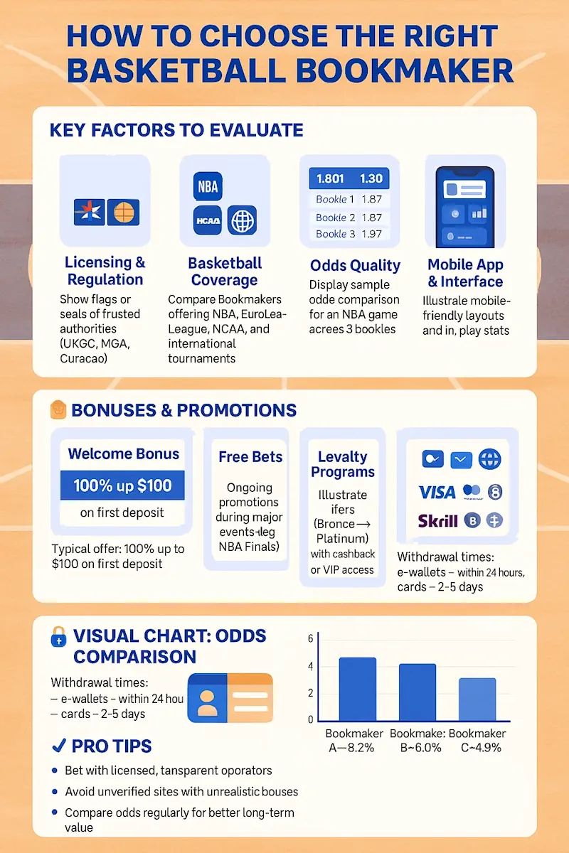 How to Choose the Right Basketball Bookmaker infographic