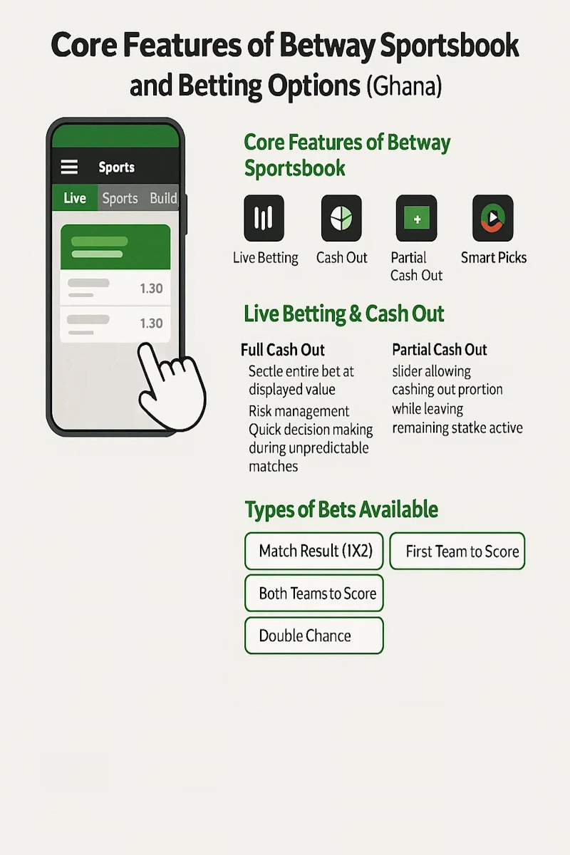 Betway Sportsbook Features infographic