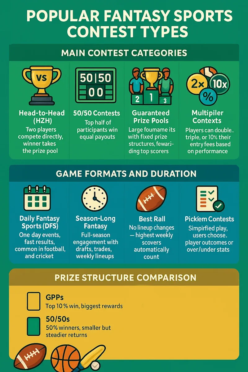 Popular Fantasy Sports Contest Types infographic