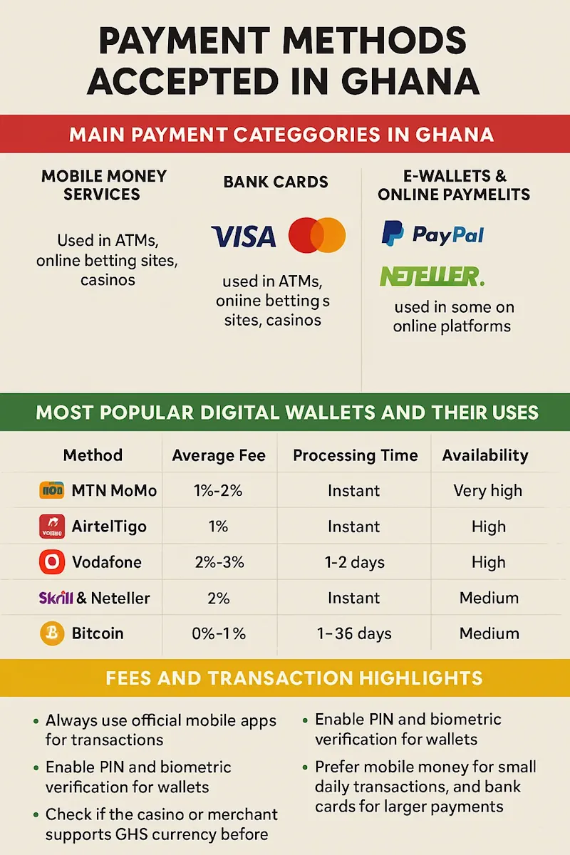 Payment Methods Accepted in Ghana infographic