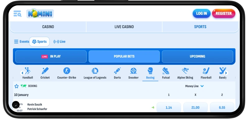 Mobile nomini Casino screenshot