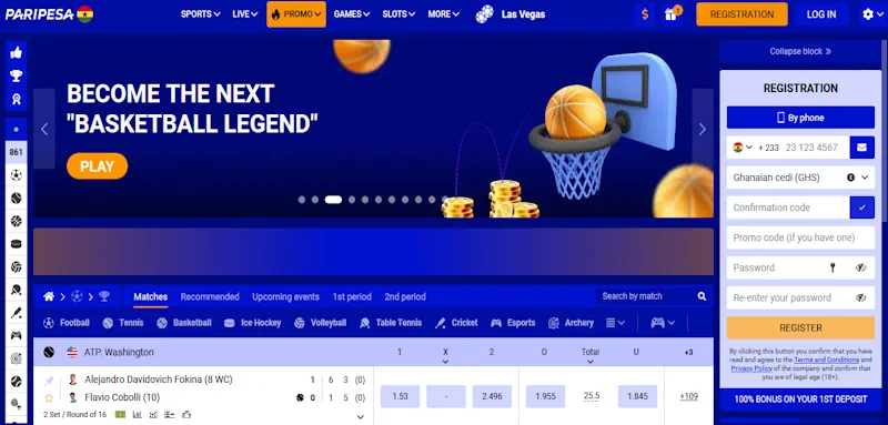 Paripesa Casino screenshot