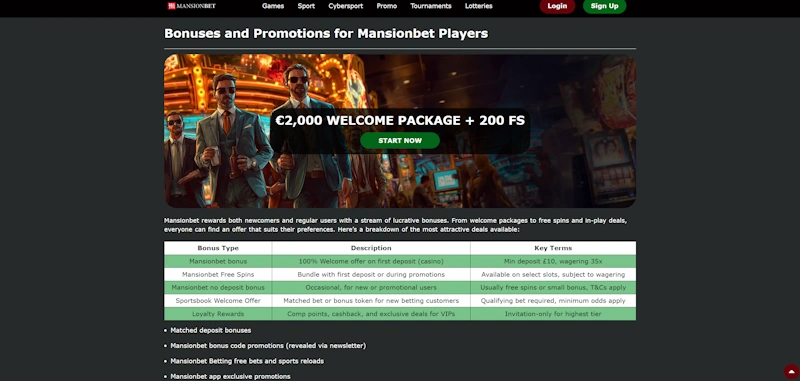 Bonuses and Promotions screensht