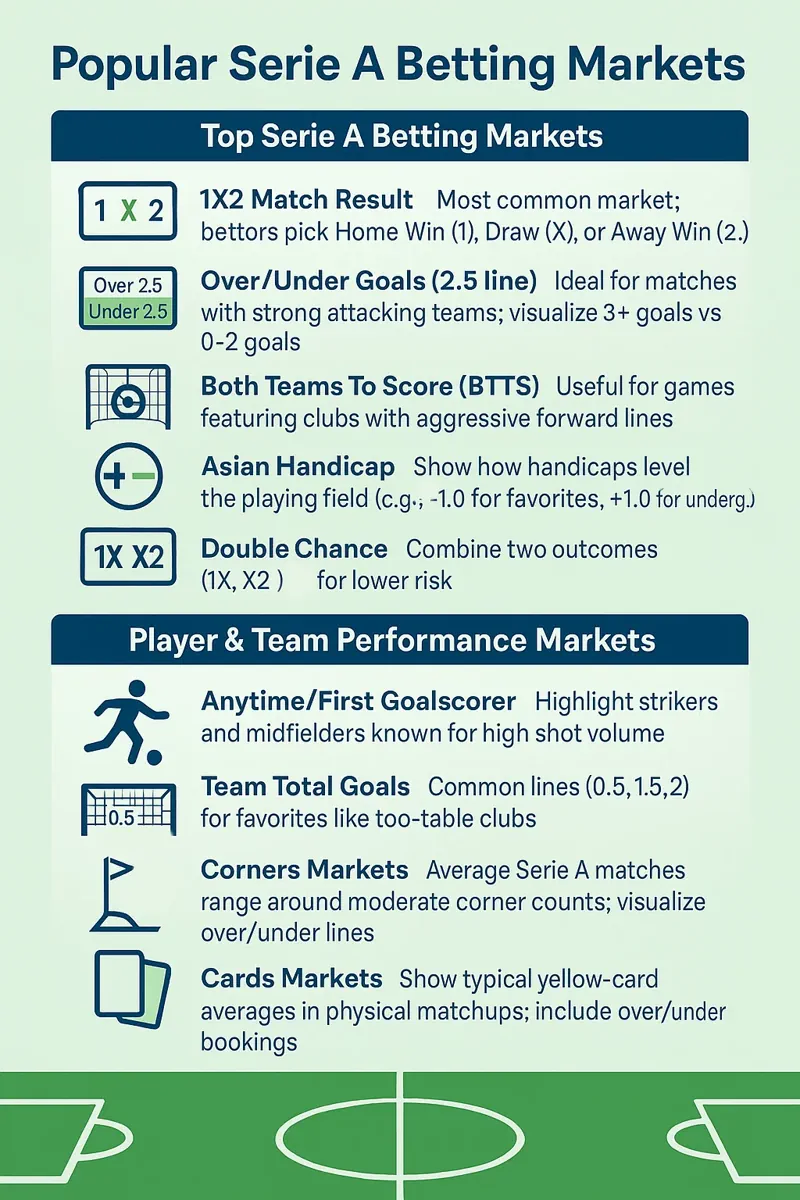 Popular Serie A Betting Markets infographic