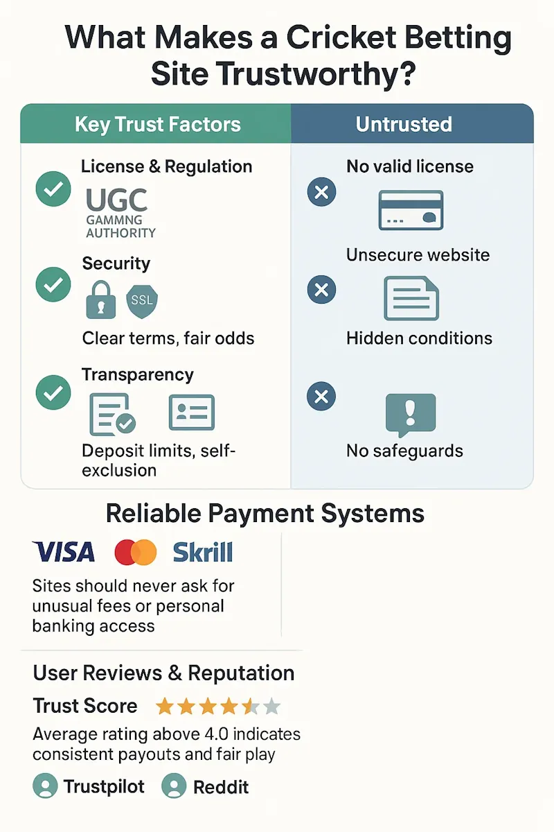 What Makes a Cricket Betting Site Trustworthy infographic