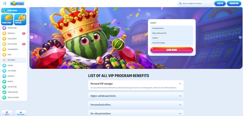 VIP nomini Casino screenshot